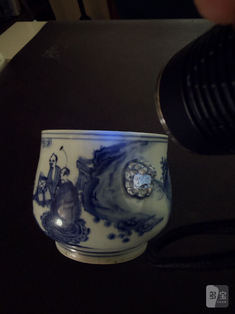明崇祯 青花罗汉图狮耳炉 - 图19